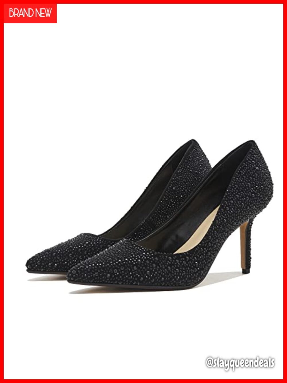 Rhinestone Pumps for Women Sparkly Stiletto Heels Slip-On Wedding Dress Shoes